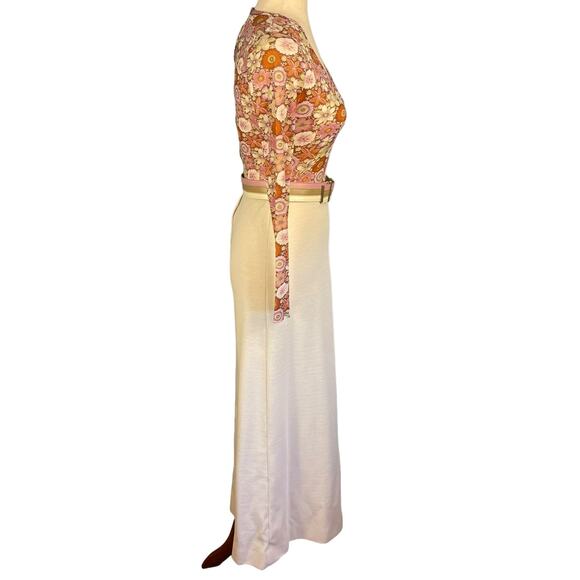 Vintage Lansford  60’s Long Sleeve Maxi Dress Belted Scoop Neck Size 2 - Picture 3 of 9